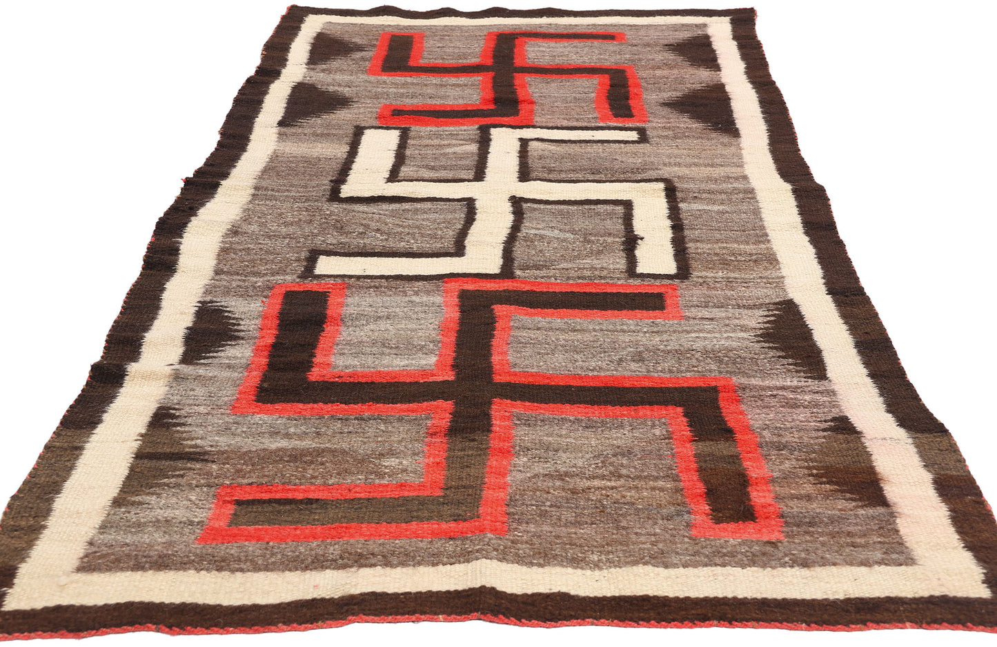 3 x 8 Antique Crystal Whirling Log Navajo Rug 78928