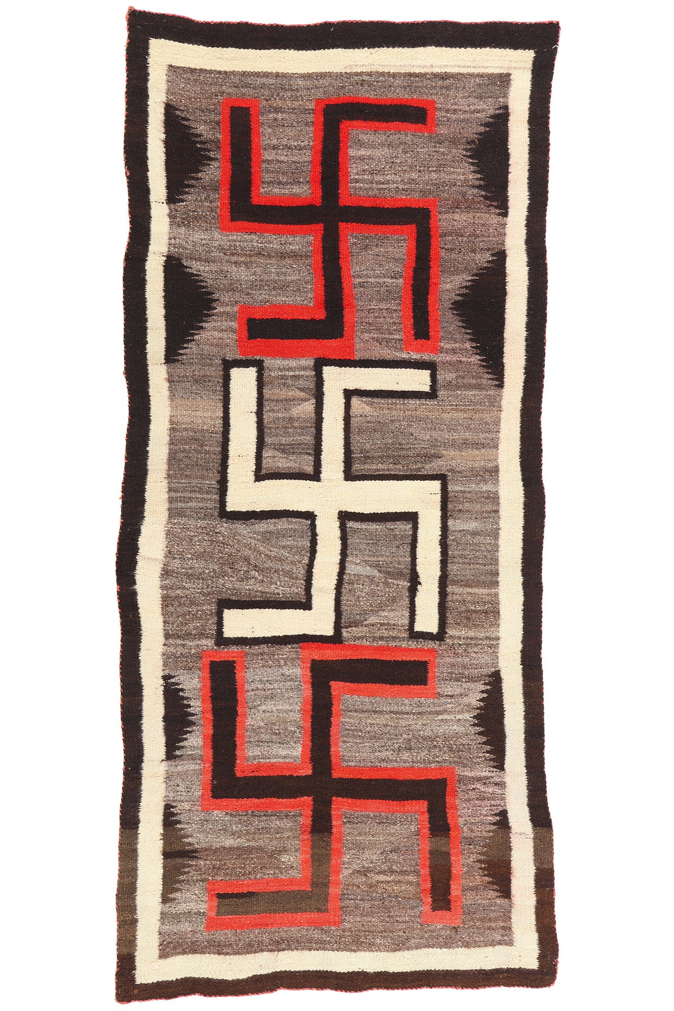 3 x 8 Antique Crystal Whirling Log Navajo Rug 78928