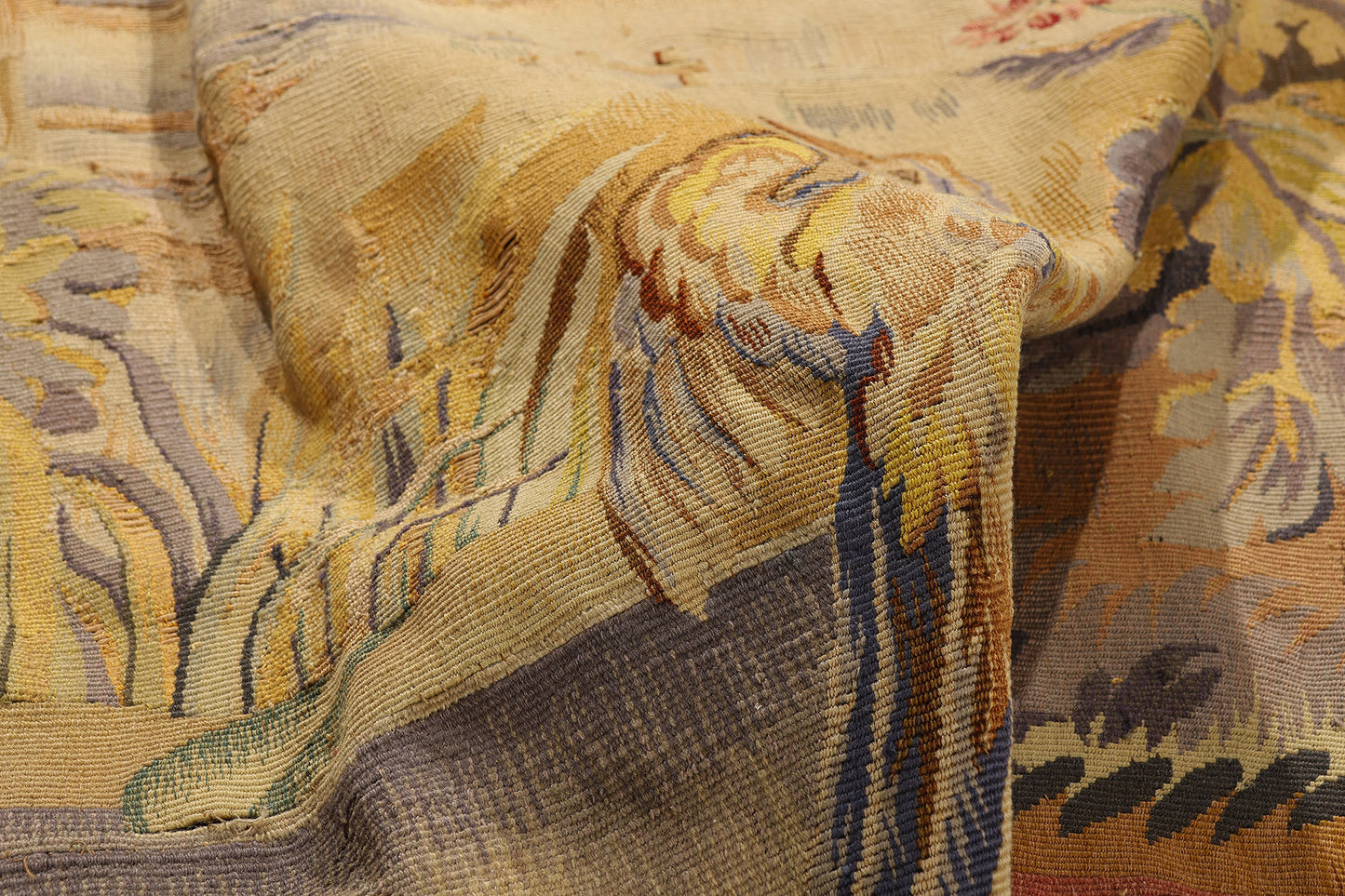 6 x 6 Antique French Aubusson Tapestry 79234