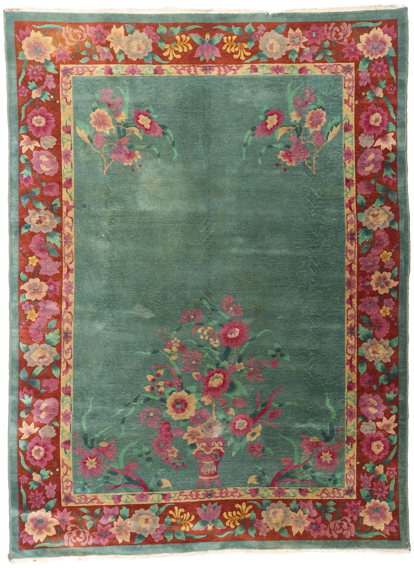 8 x 11 Green Antique Chinese Art Deco Rug 79167