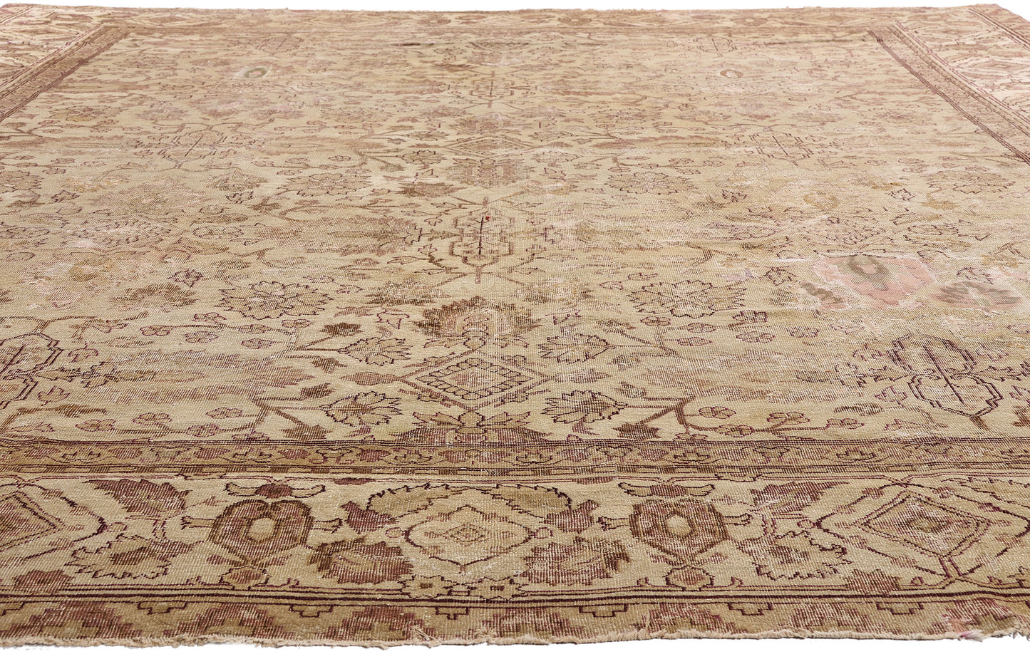 11 x 14 Beige Antique Indian Agra Rug 74351