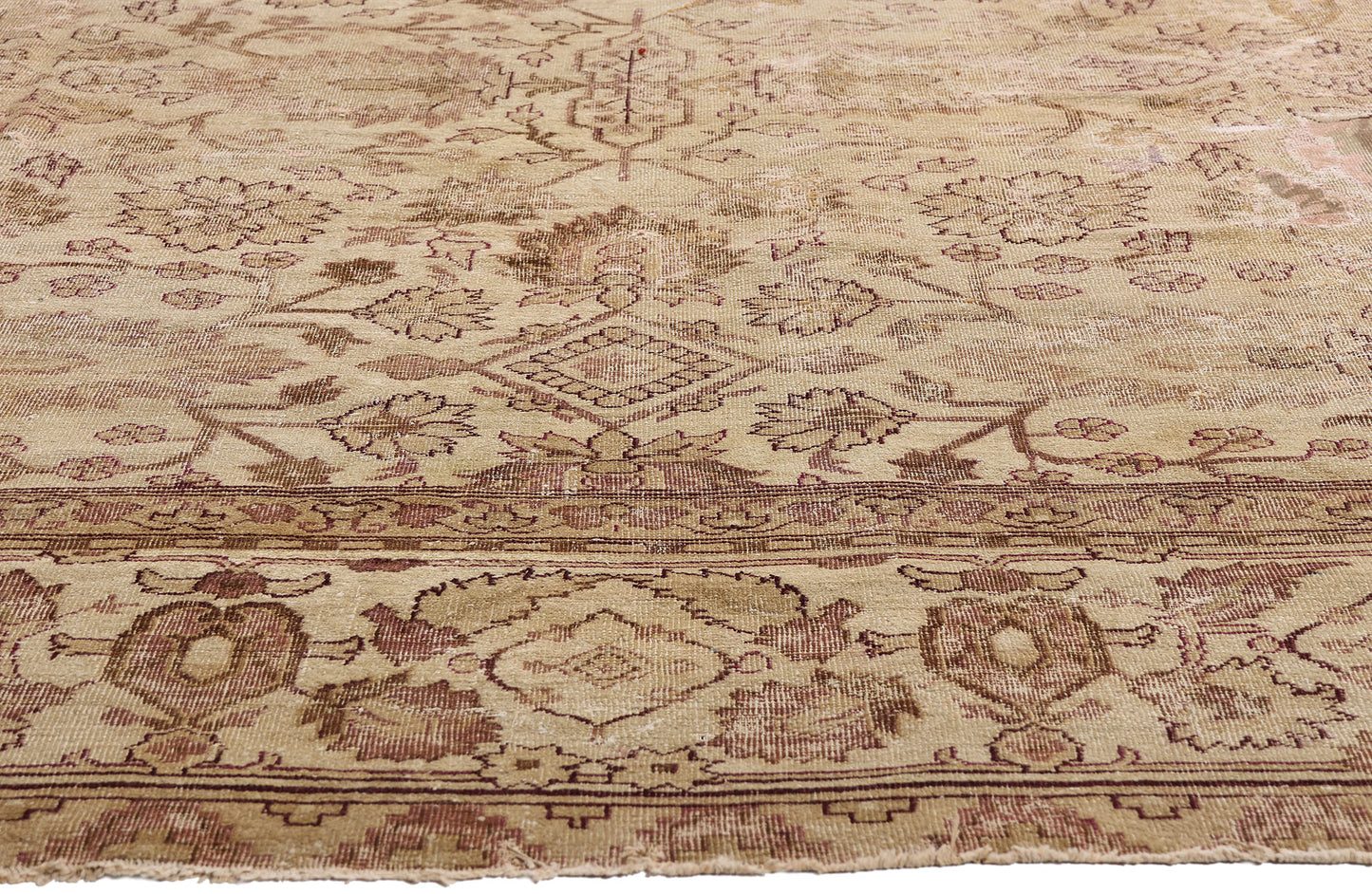 11 x 14 Beige Antique Indian Agra Rug 74351