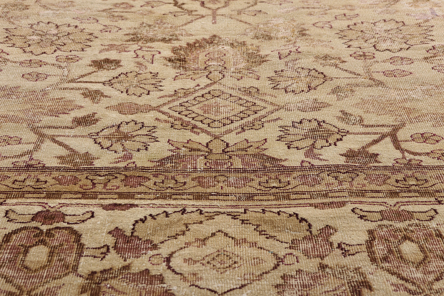 11 x 14 Beige Antique Indian Agra Rug 74351