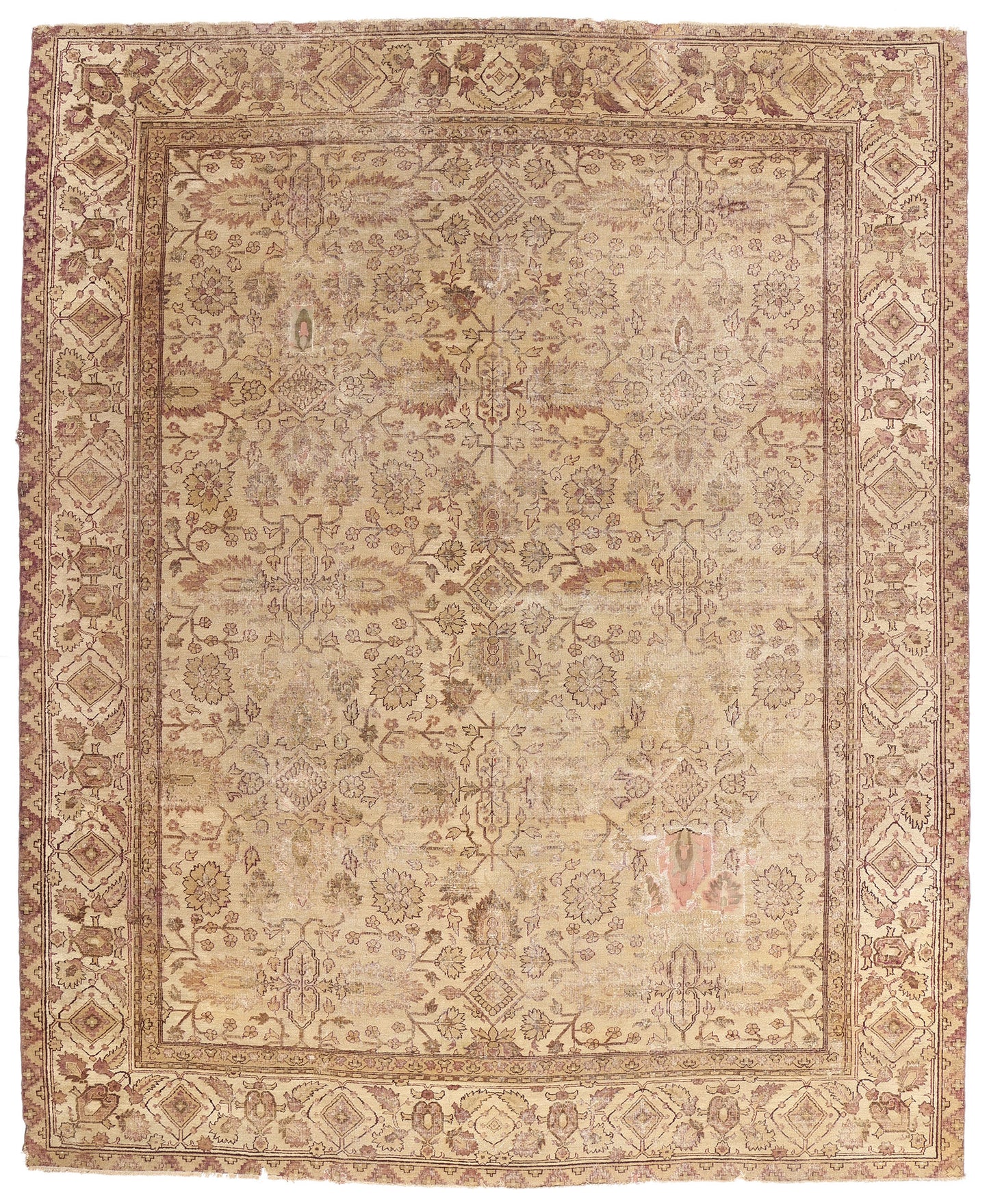 11 x 14 Beige Antique Indian Agra Rug 74351