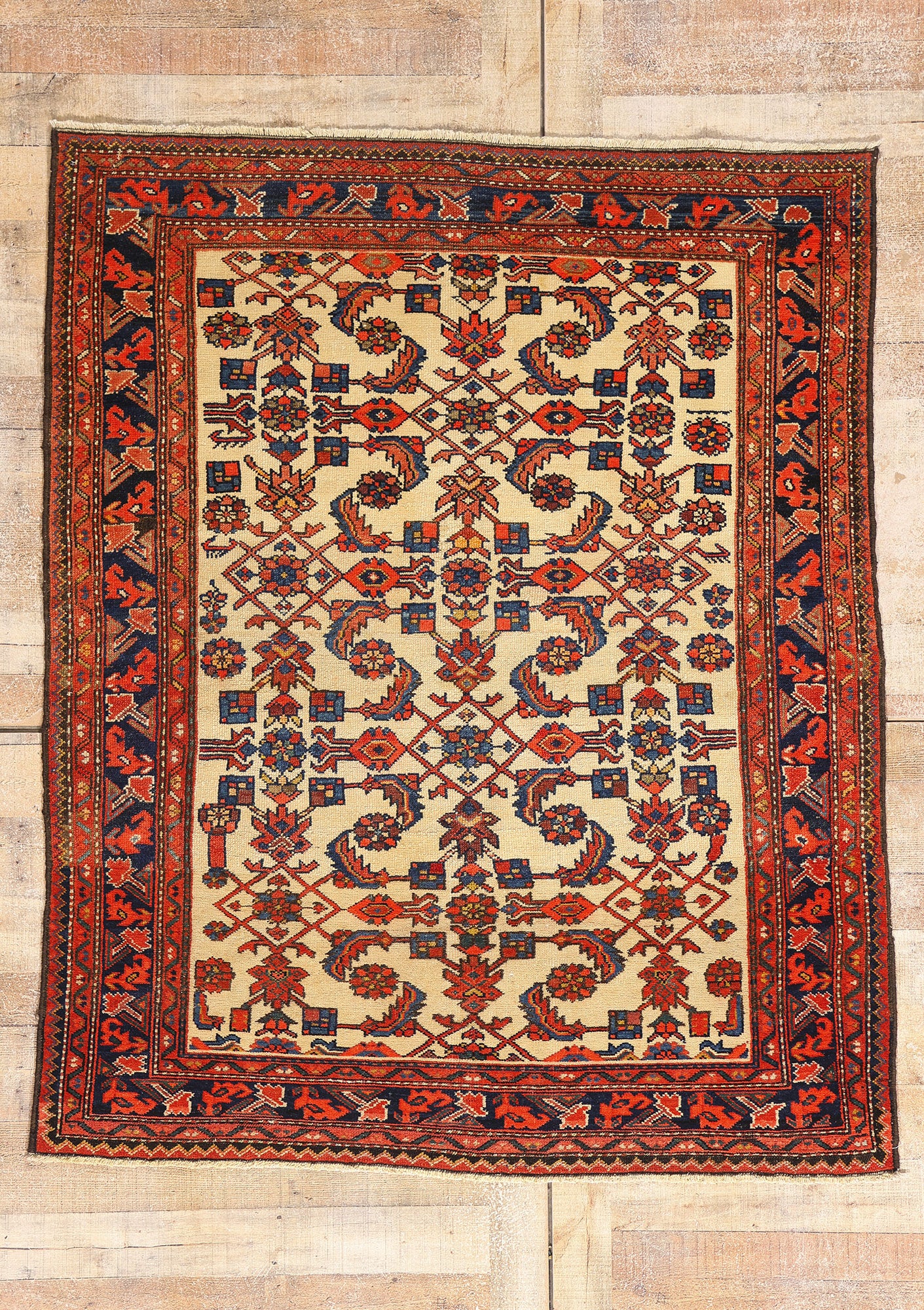 5 x 6 Ivory Antique Persian Malayer Rug 79307