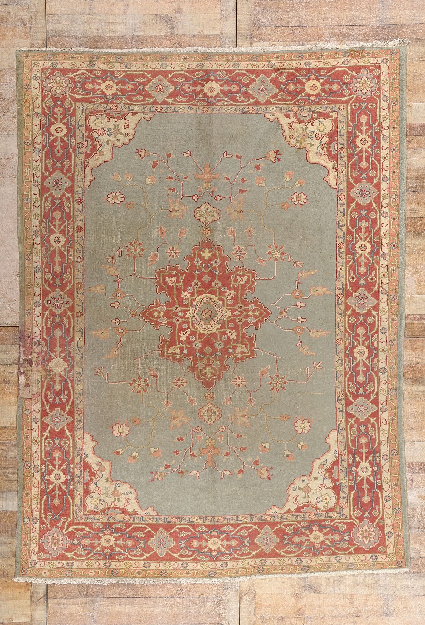 8 x 11 Antique Turkish Oushak Rug 77357