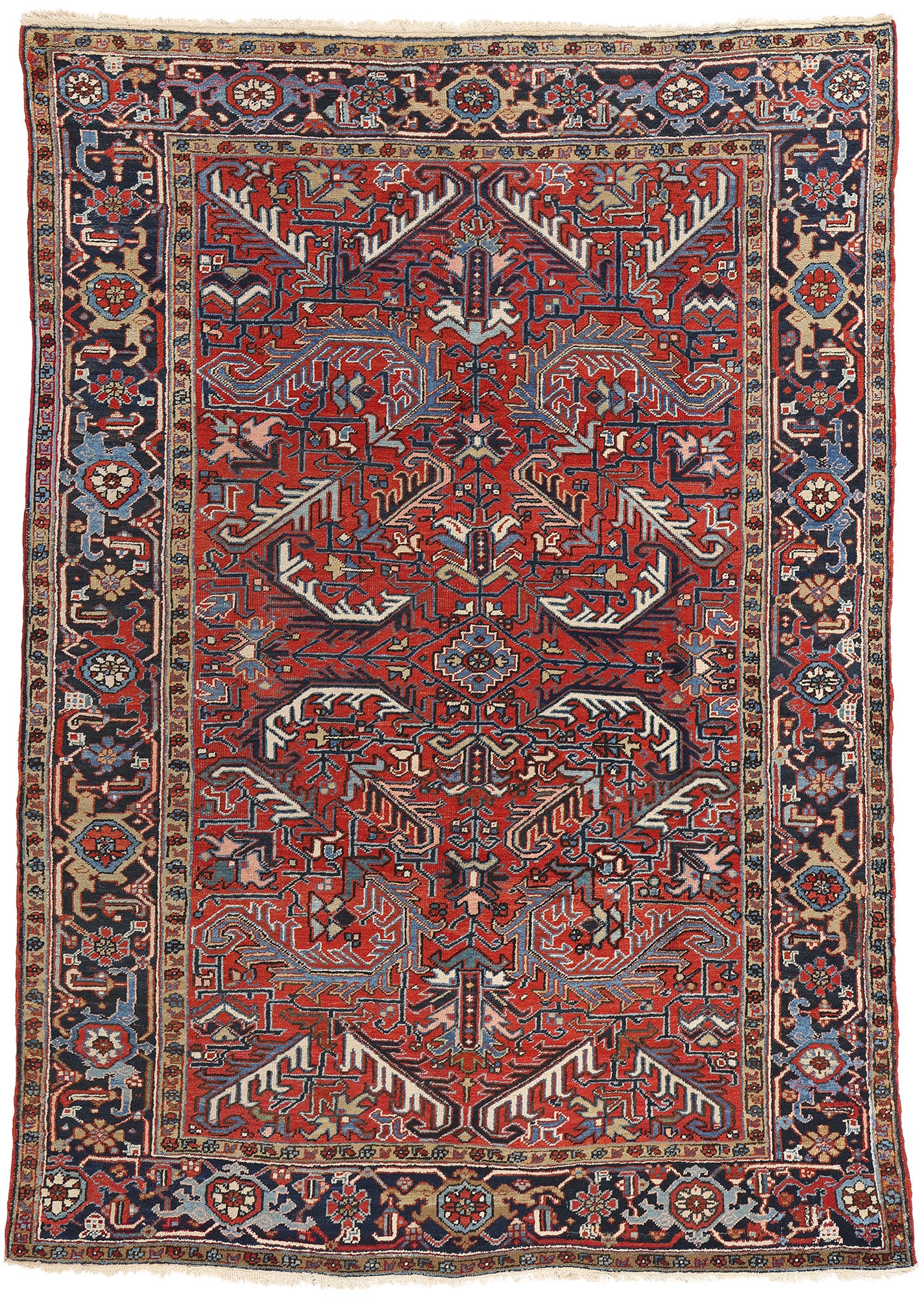 7 x 10 Antique Red Persian Dragon Heriz Rug 90009