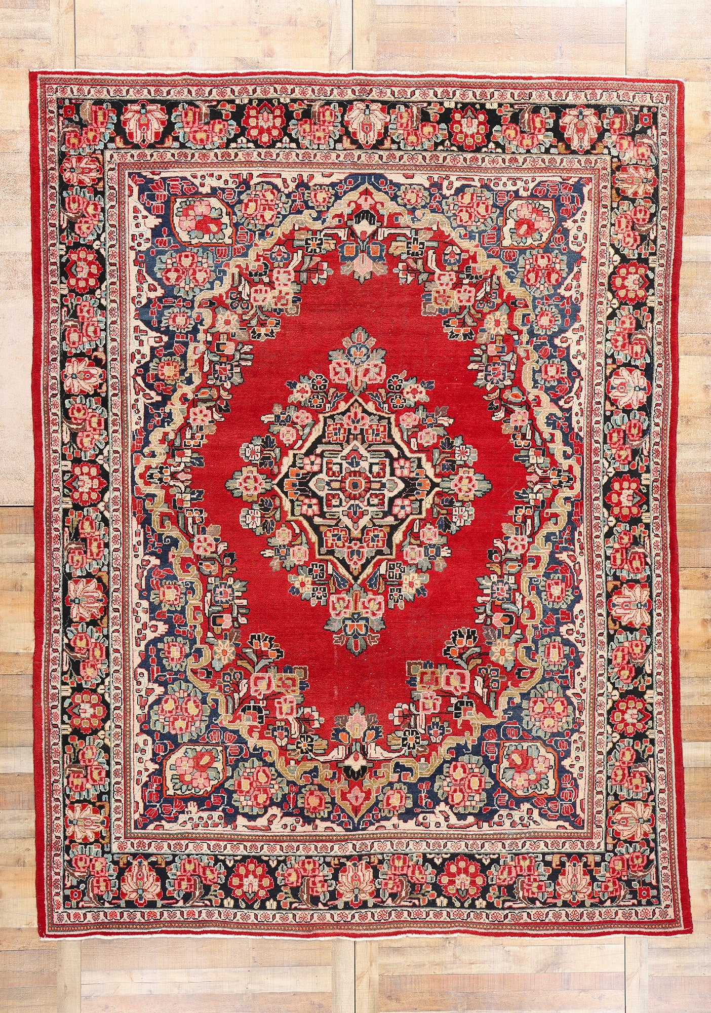 9 x 13 Antique Persian Mahal Rug 78961