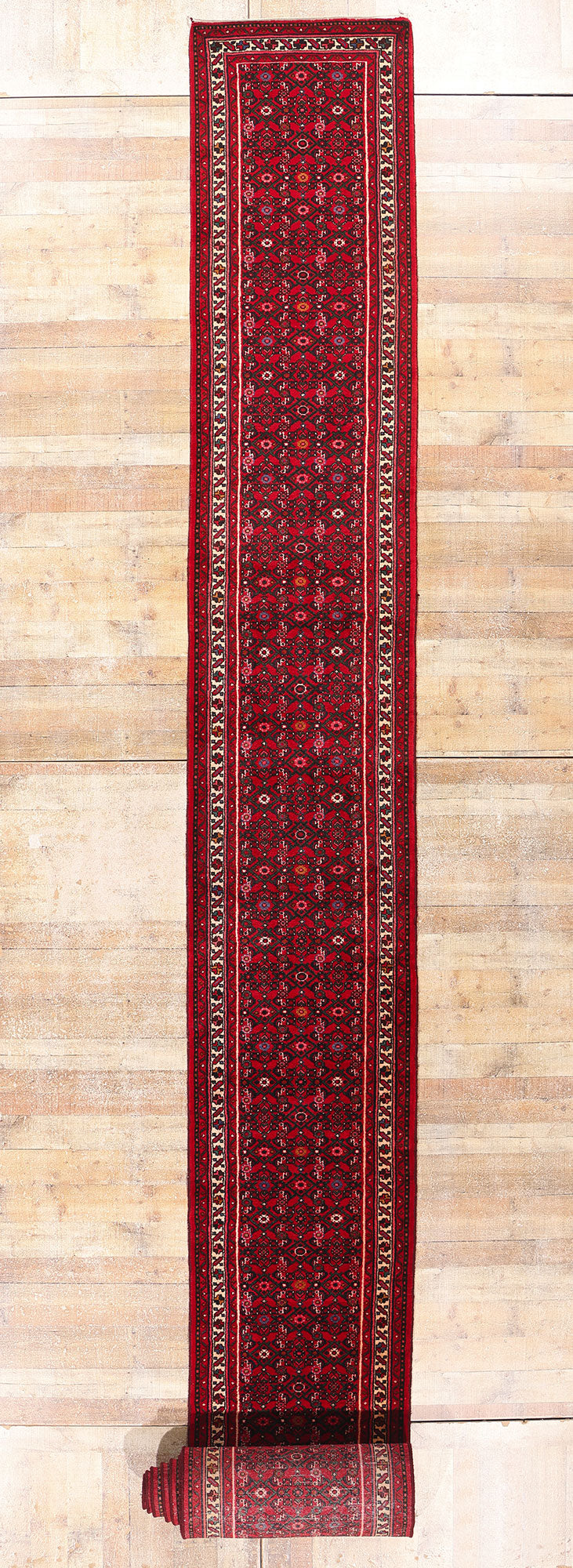 3 x 38 Antique Persian Hussainabad Hamadan Rug 79255