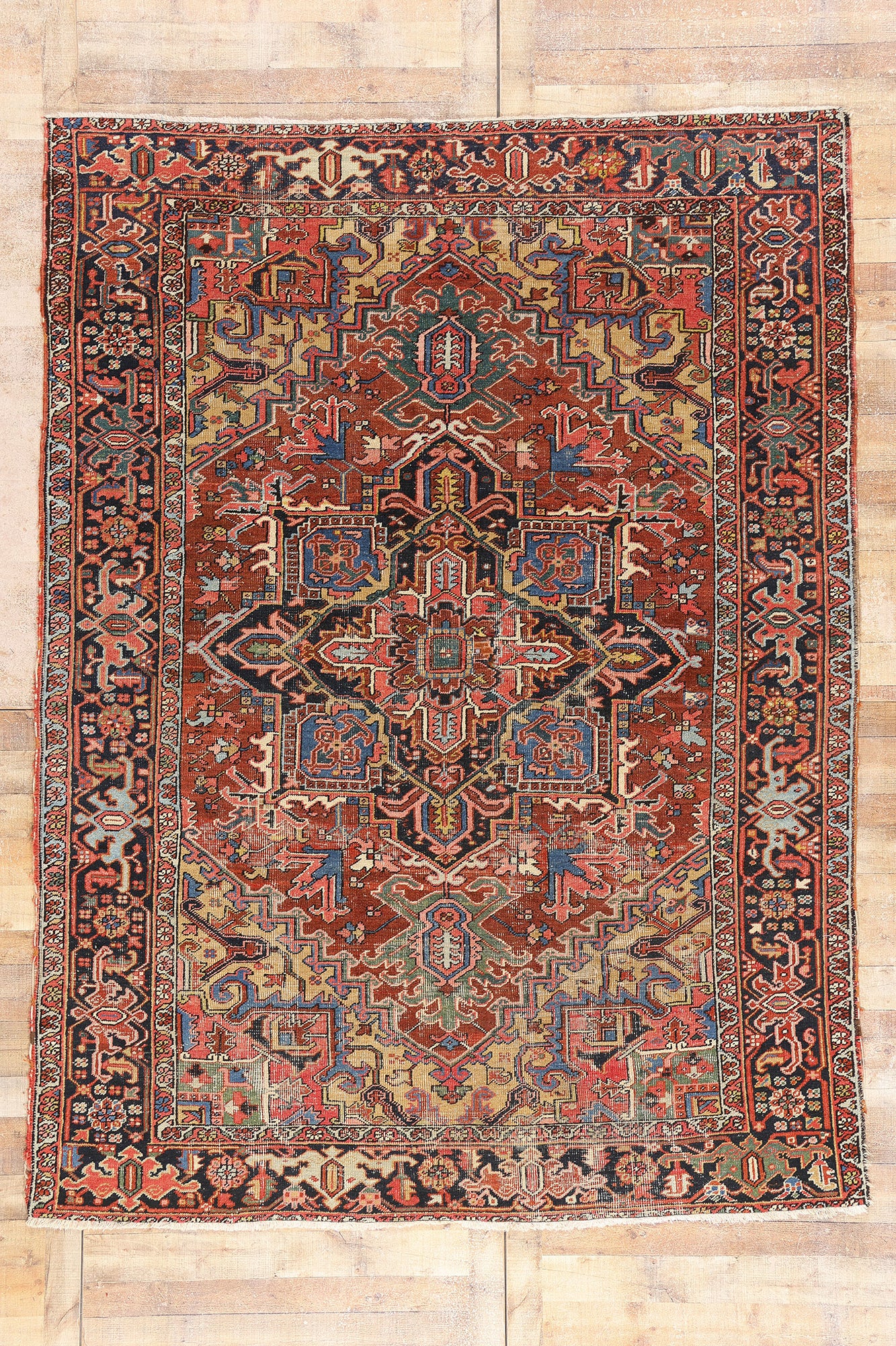 8 x 10 Antique Persian Heriz Rug 79273