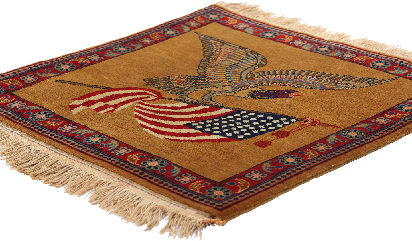 2 x 2 Antique Persian Kashan Pictorial Rug 79200