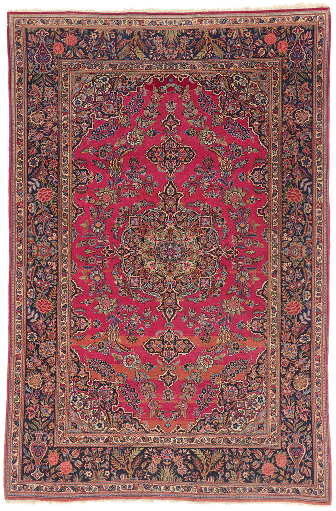 4 x 7 Antique Persian Kashan Rug 79270