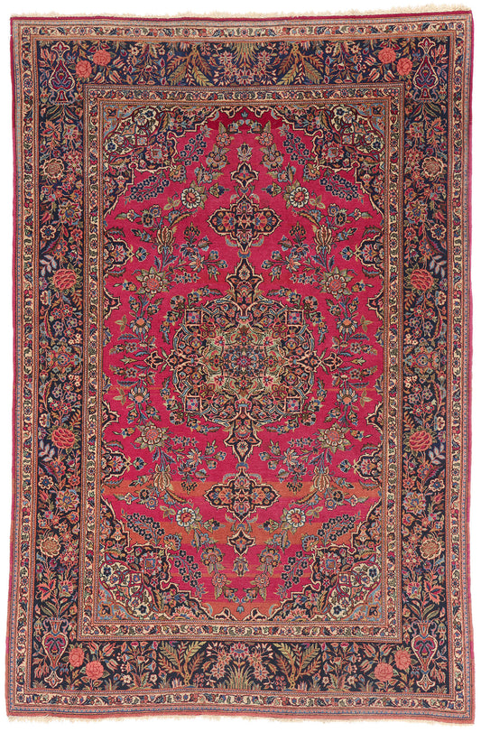 4 x 7 Antique Persian Kashan Rug 79270