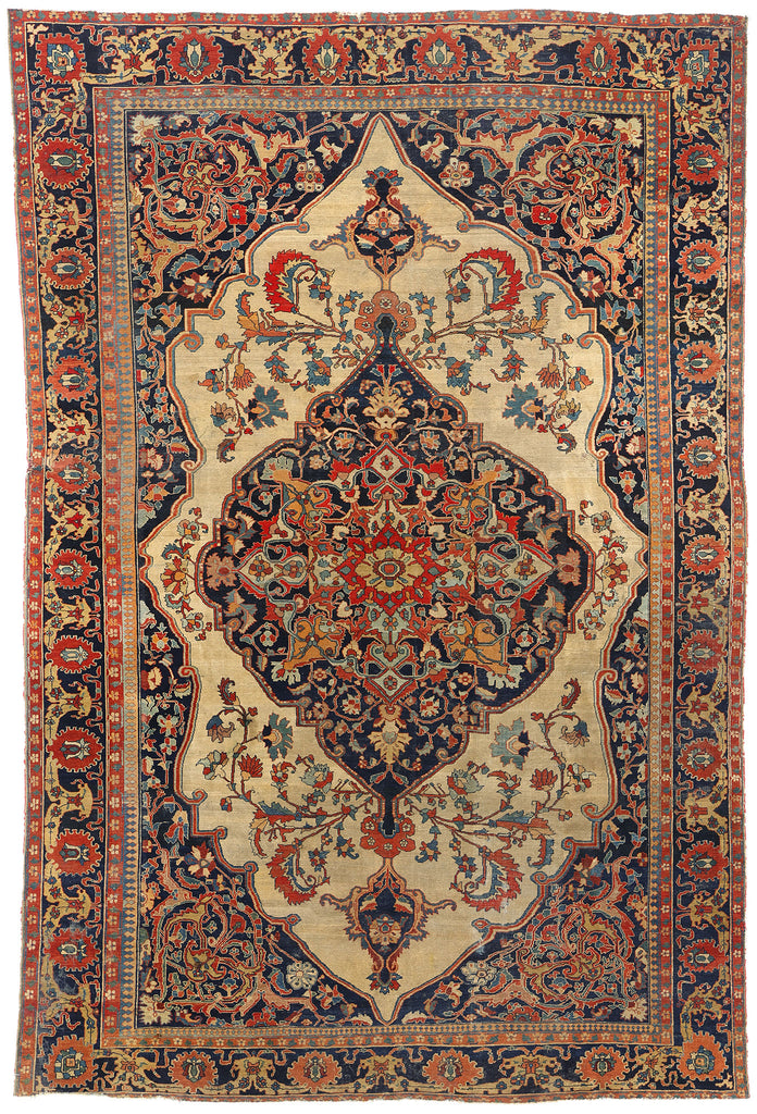 7 x 10 Antique Persian Mohtasham Kashan Rug 79174