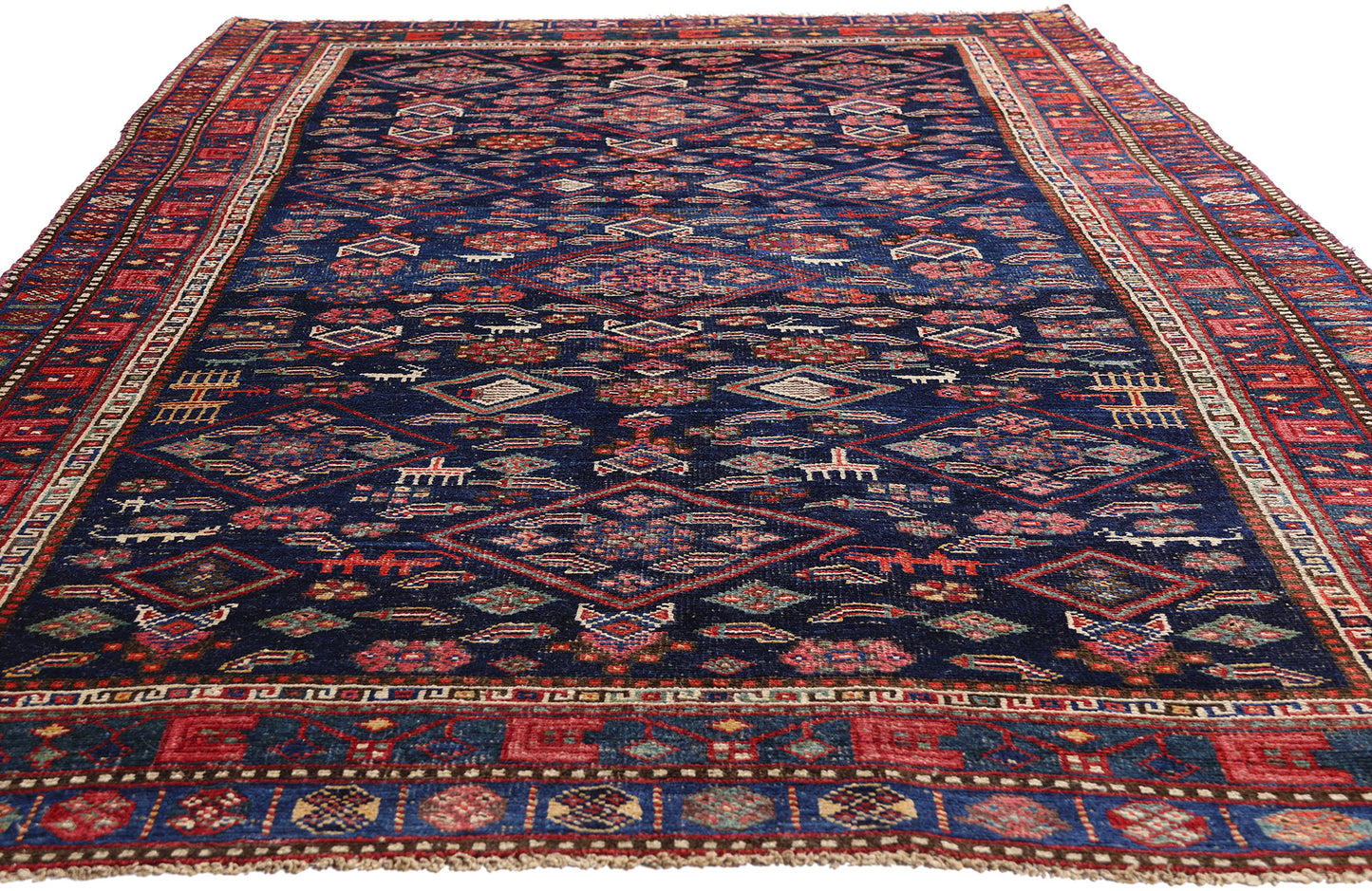 5 x 10 Navy Blue Antique Persian Kurd Rug 61418