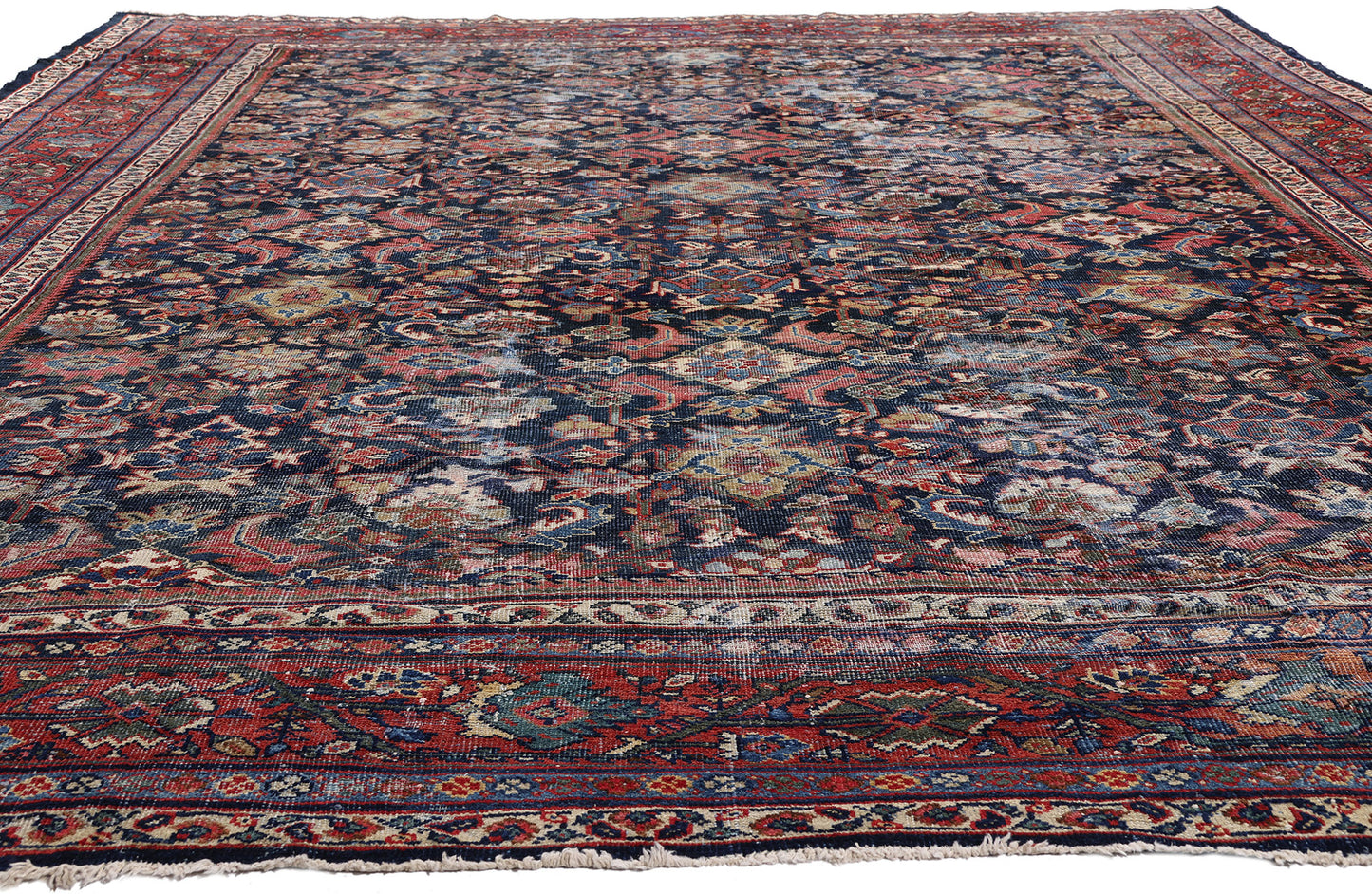10 x 14 - Navy Blue Antique Persian Mahal Rug - 78529