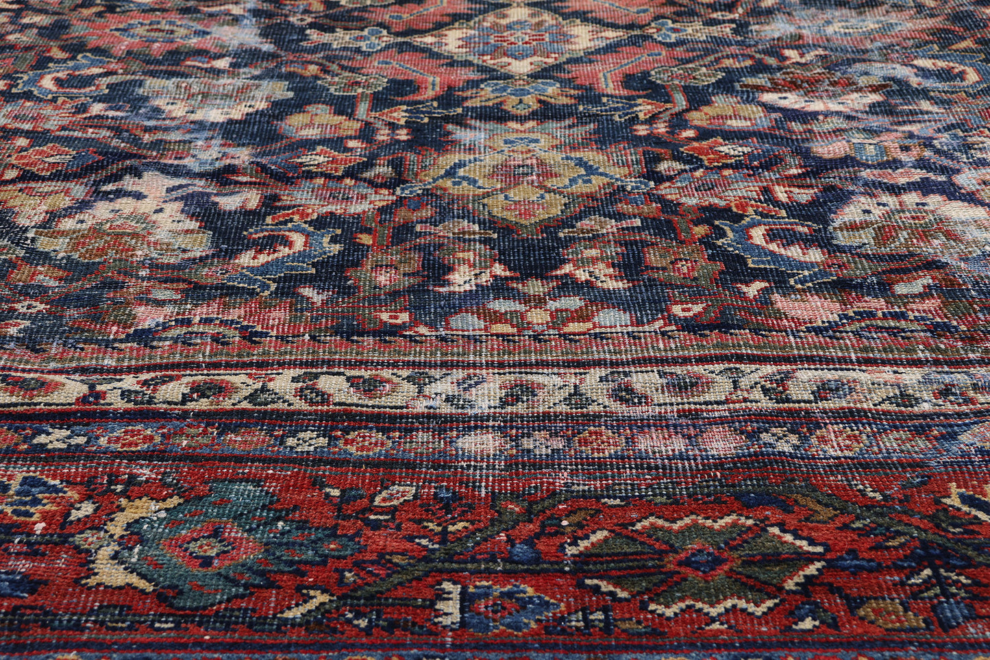 10 x 14 - Navy Blue Antique Persian Mahal Rug - 78529