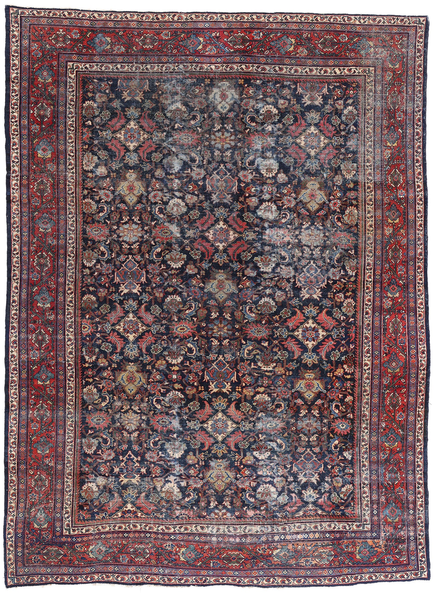 10 x 14 - Navy Blue Antique Persian Mahal Rug - 78529