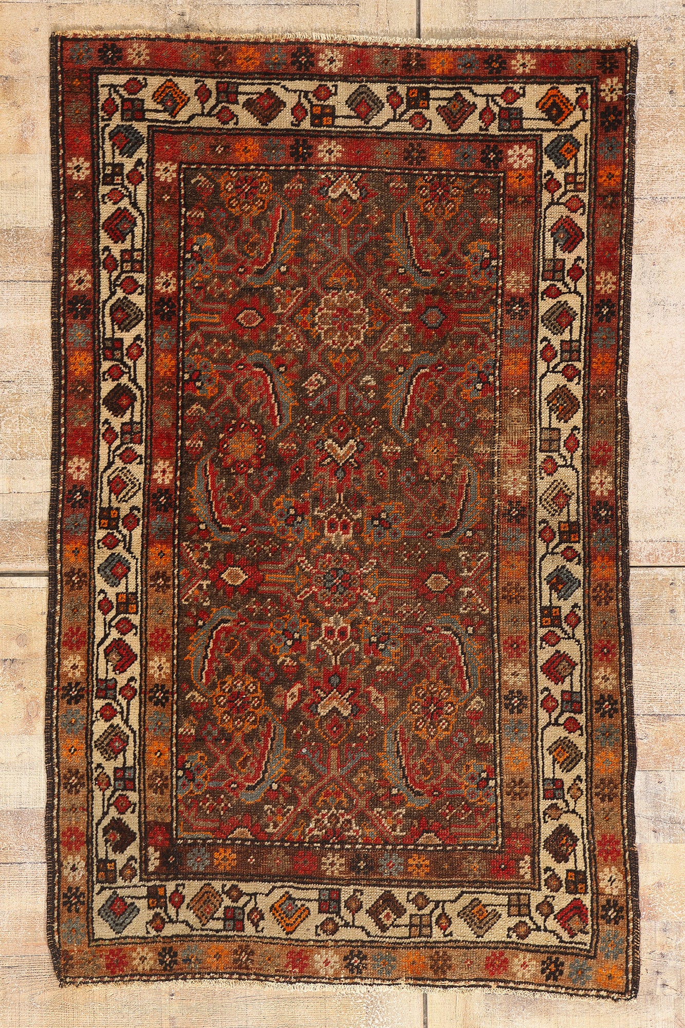 3 x 6 Earth-Tone Antique Persian Malayer Rug 79308