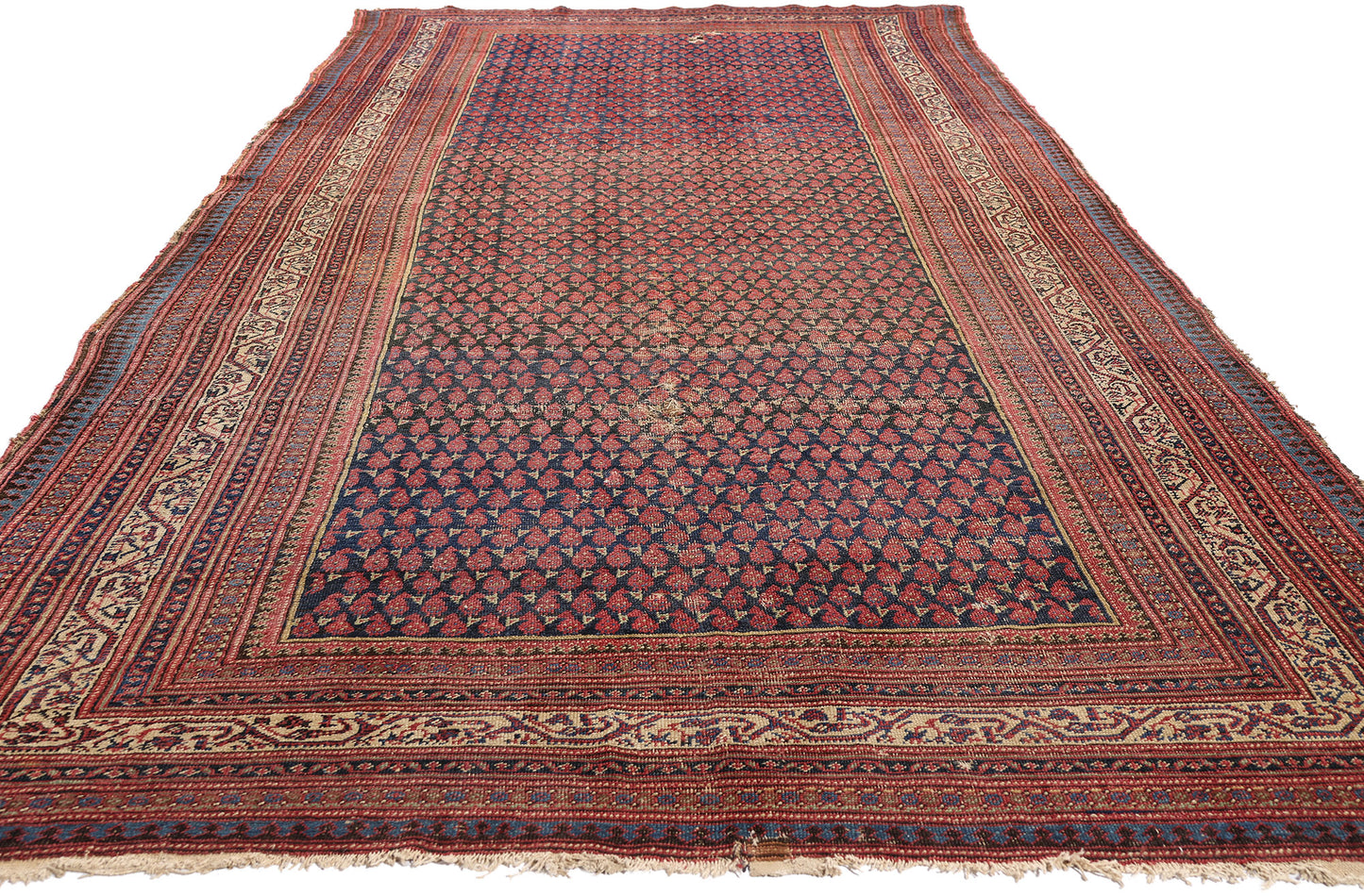 5 x 13 Navy Blue Antique Persian Malayer Rug 79324