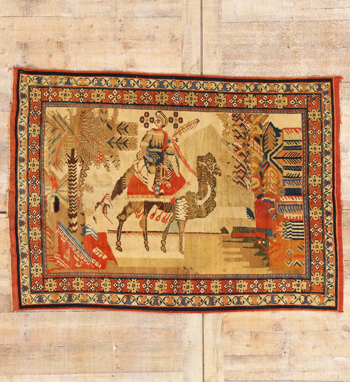 4 x 6 Antique Persian Afshar Pictorial Rug 79287