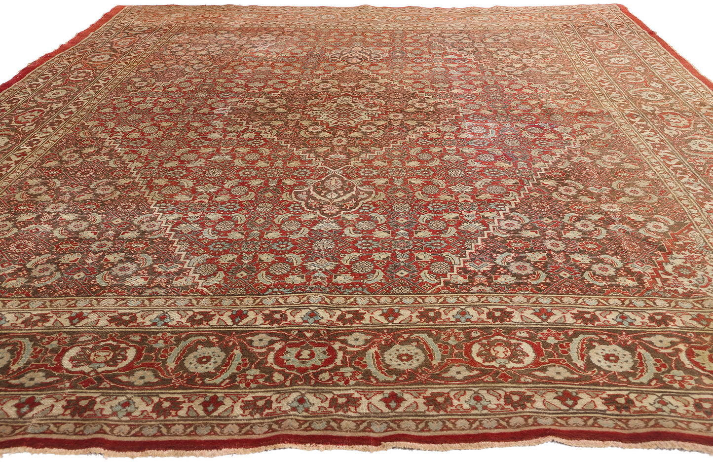 9 x 12 Antique Persian Mahi Tabriz Rug 78931