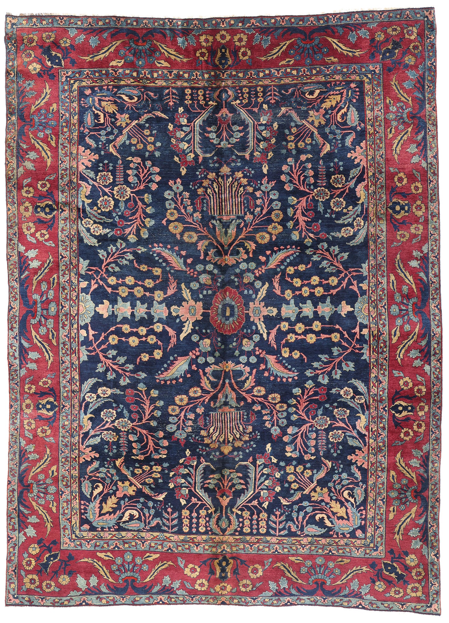 9 x 13 Antique Persian Sarouk Rug 79227