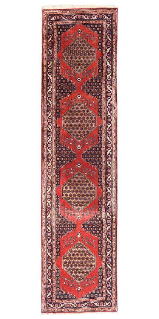4 x 13 Antique Red Persian Senneh Rug 90030