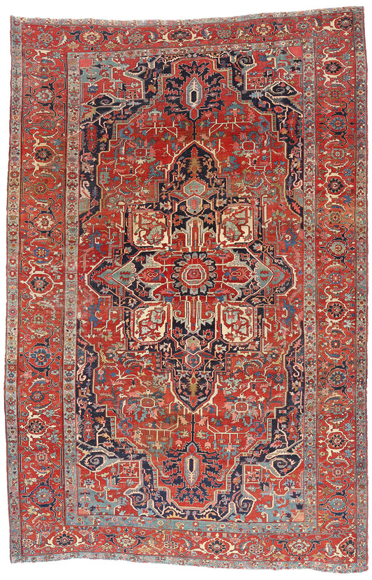 10 x 15 Antique Persian Serapi Rug 79230