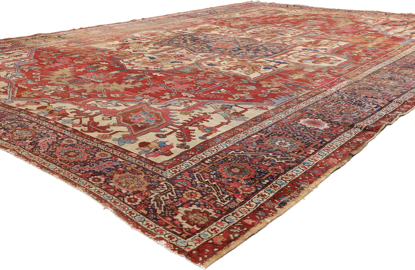 11 x 15 Red Antique Persian Serapi Rug 79290