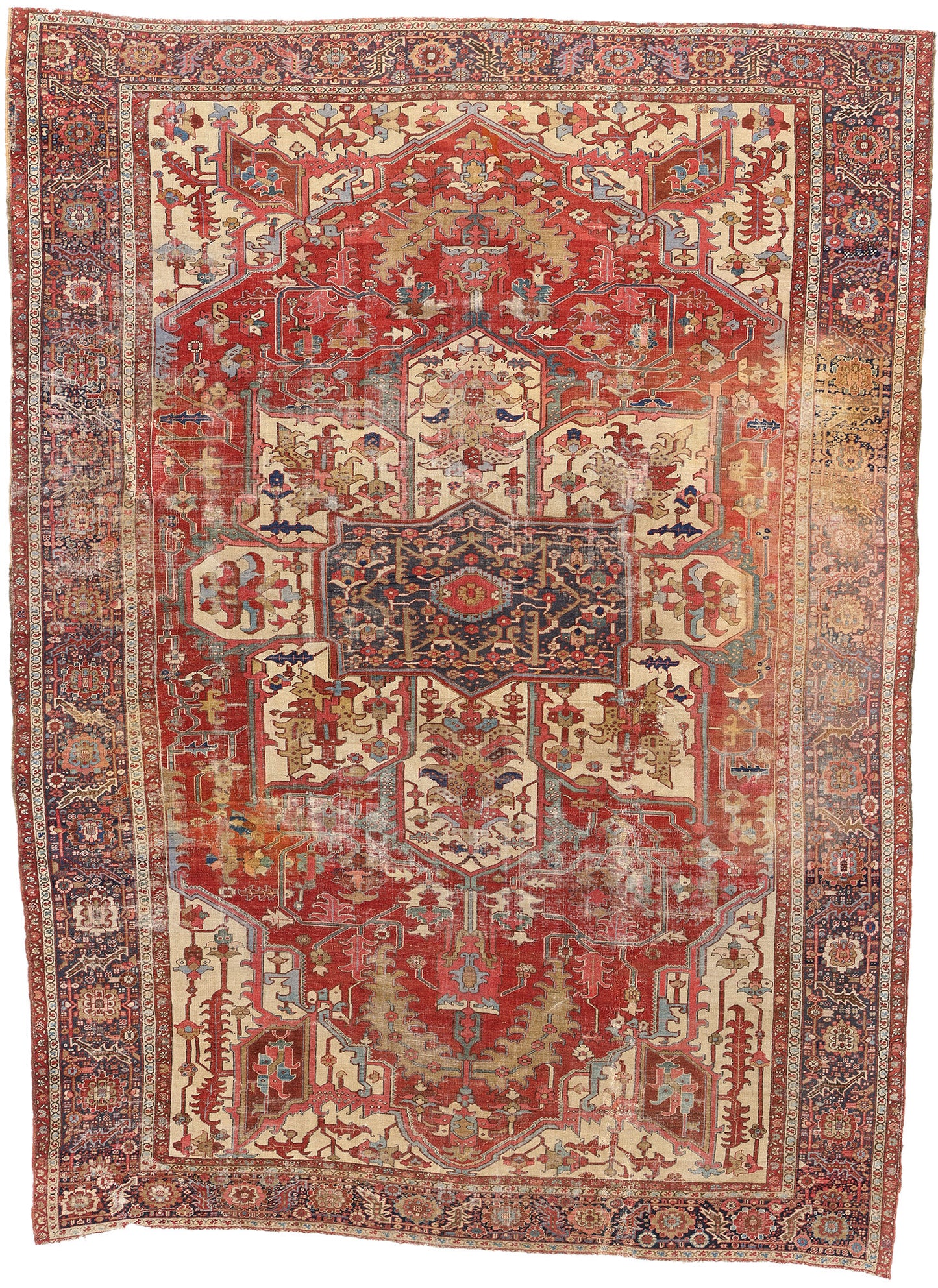 11 x 15 Red Antique Persian Serapi Rug 79290