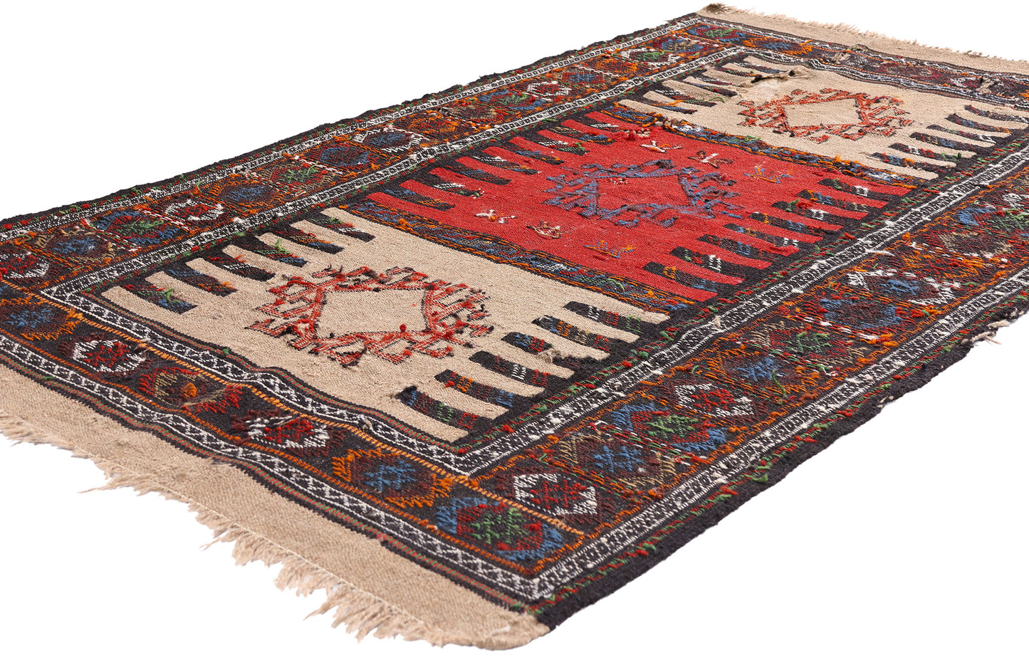3 x 6 Beige Antique Persian Shahsavan Kilim Rug 79345