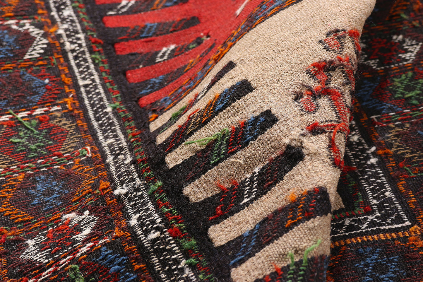 3 x 6 Beige Antique Persian Shahsavan Kilim Rug 79345