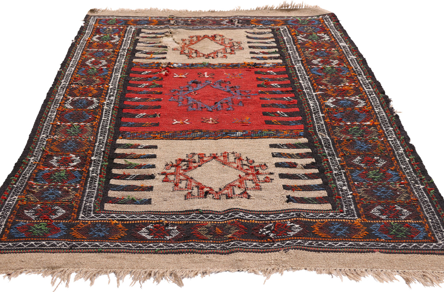 3 x 6 Beige Antique Persian Shahsavan Kilim Rug 79345