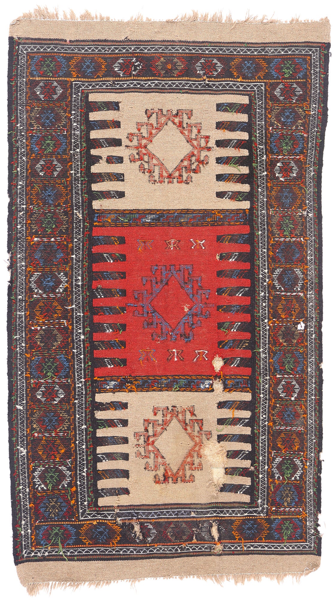 3 x 6 Beige Antique Persian Shahsavan Kilim Rug 79345