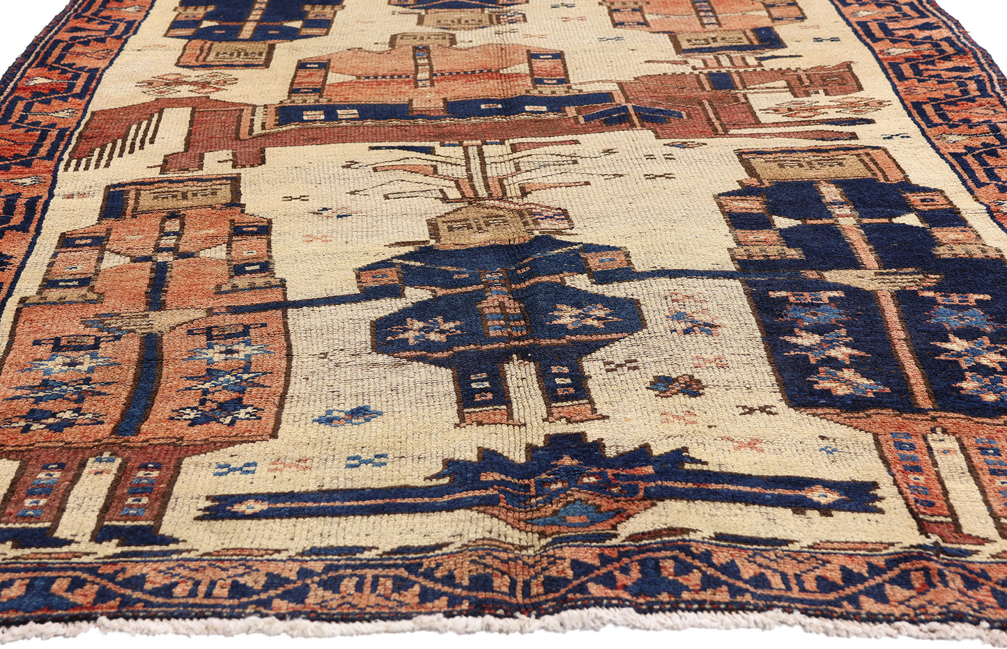 5 x 12 Beige Antique Persian Shiraz Pictorial Rug 61538
