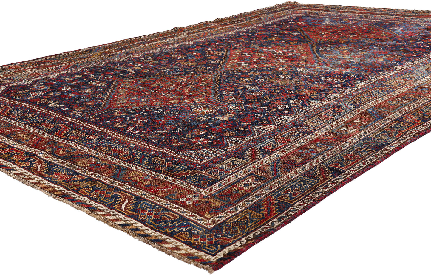 7 x 11 Navy Blue Antique Persian Shiraz Rug 61427