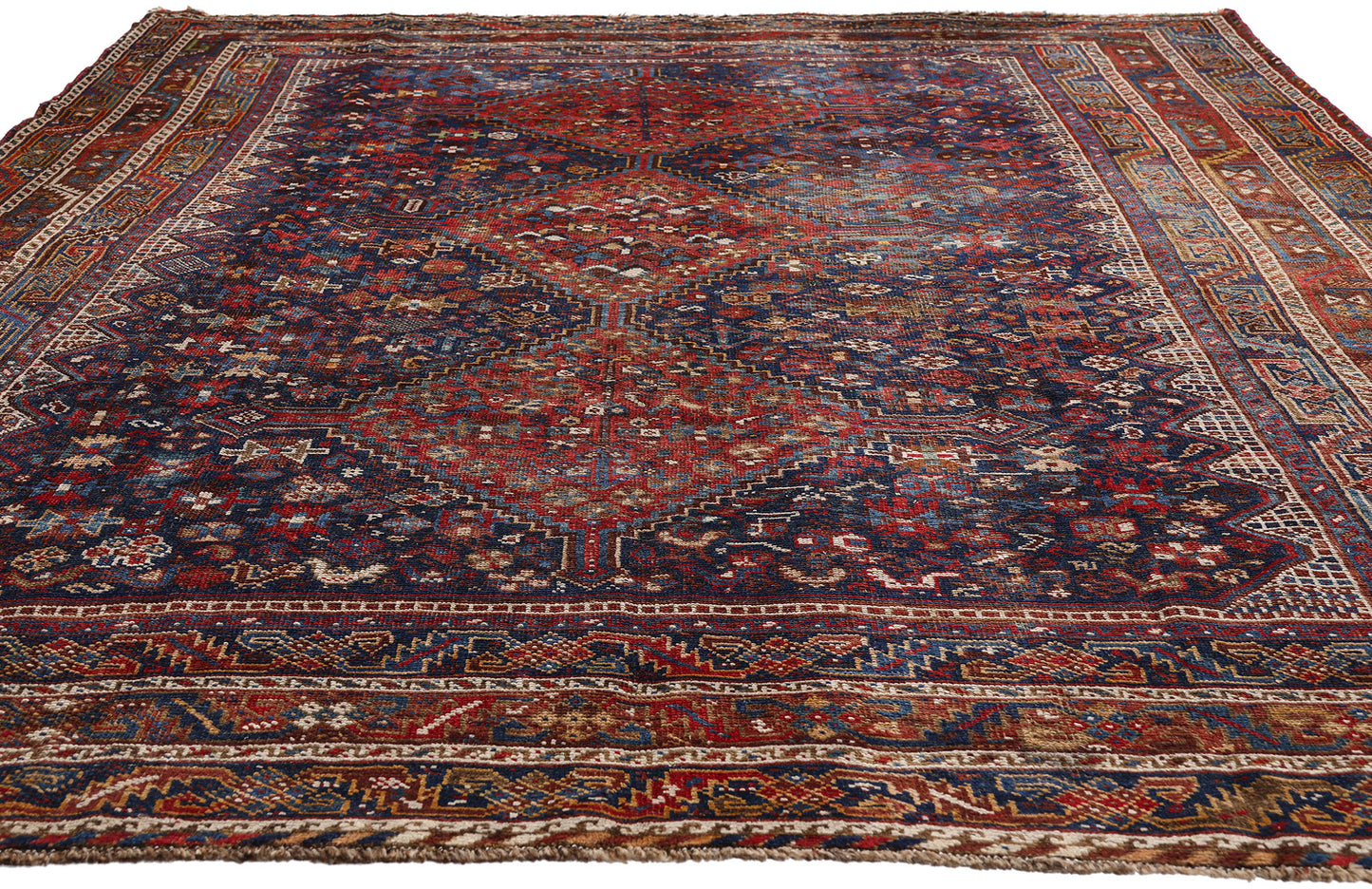 7 x 11 Navy Blue Antique Persian Shiraz Rug 61427