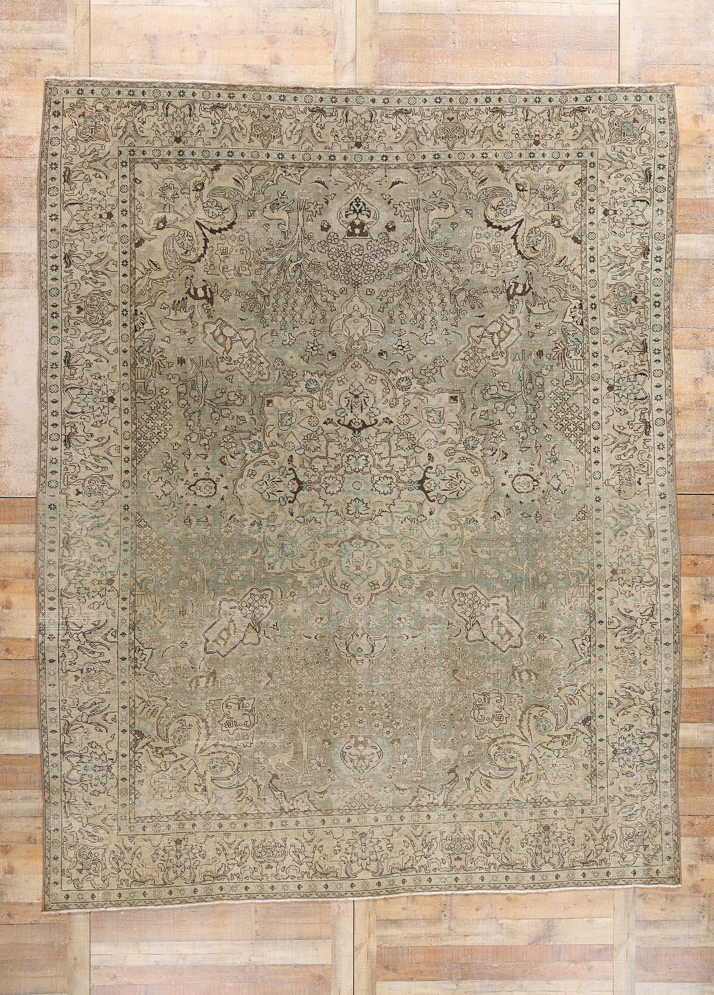 10 x 12 Antique Persian Tabriz Rug 61378