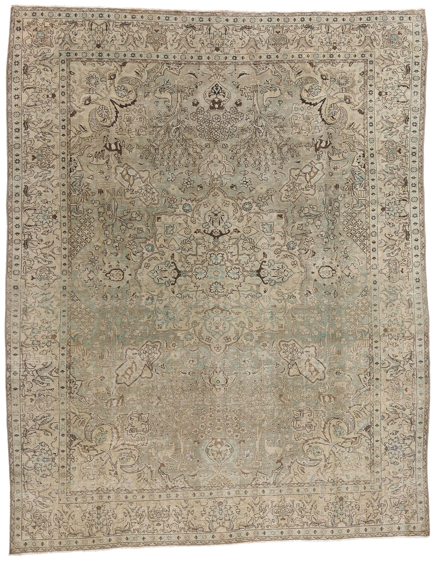 10 x 12 Antique Persian Tabriz Rug 61378