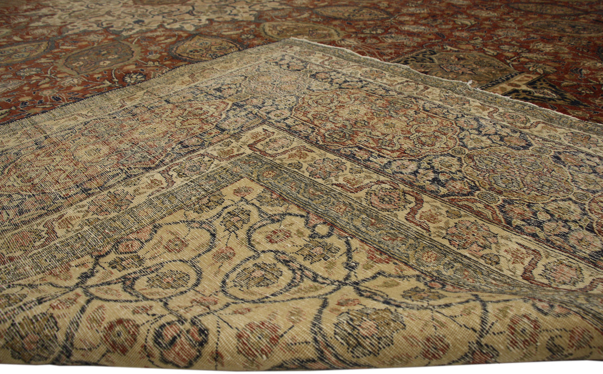 15 x 22 - Red Antique Persian Tabriz Rug - 77178