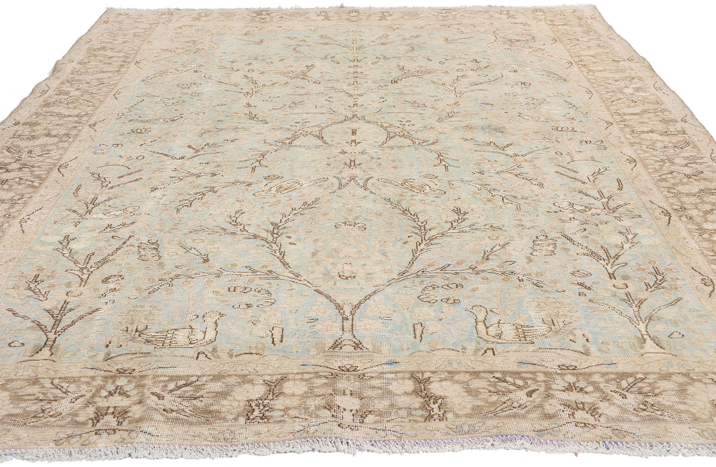 6 x 10 Antique Persian Tabriz Pictorial Rug 61383