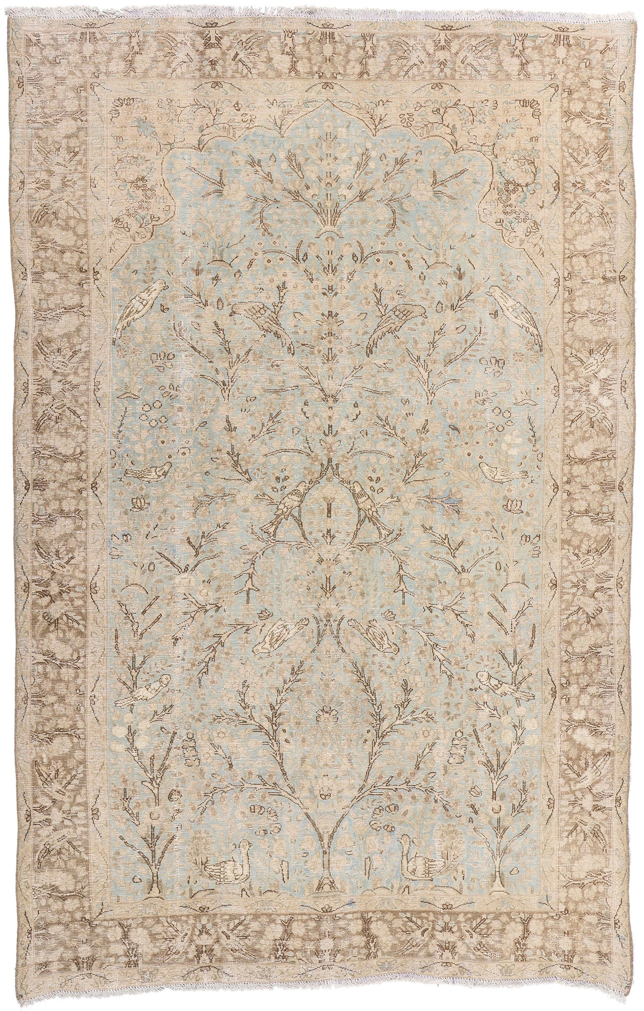 6 x 10 Antique Persian Tabriz Pictorial Rug 61383