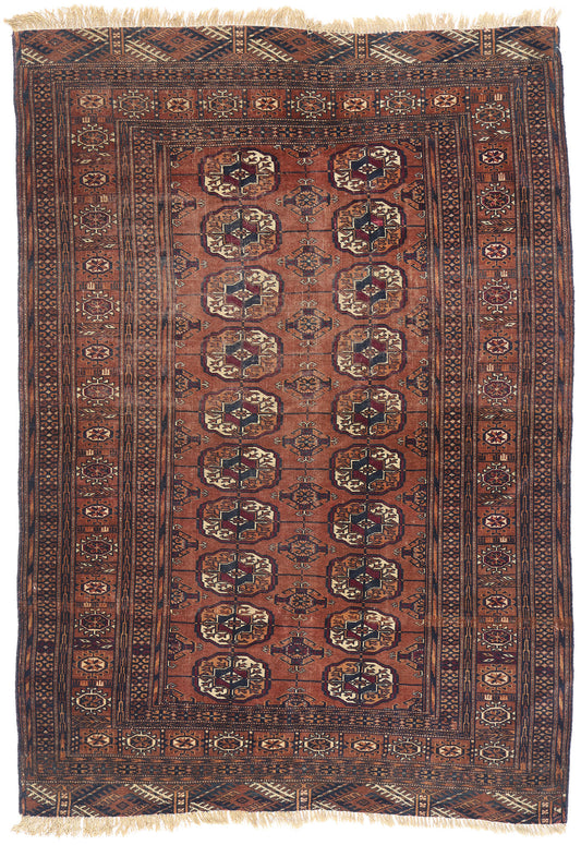 4 x 5 Antique Persian Turkoman Rug 79172