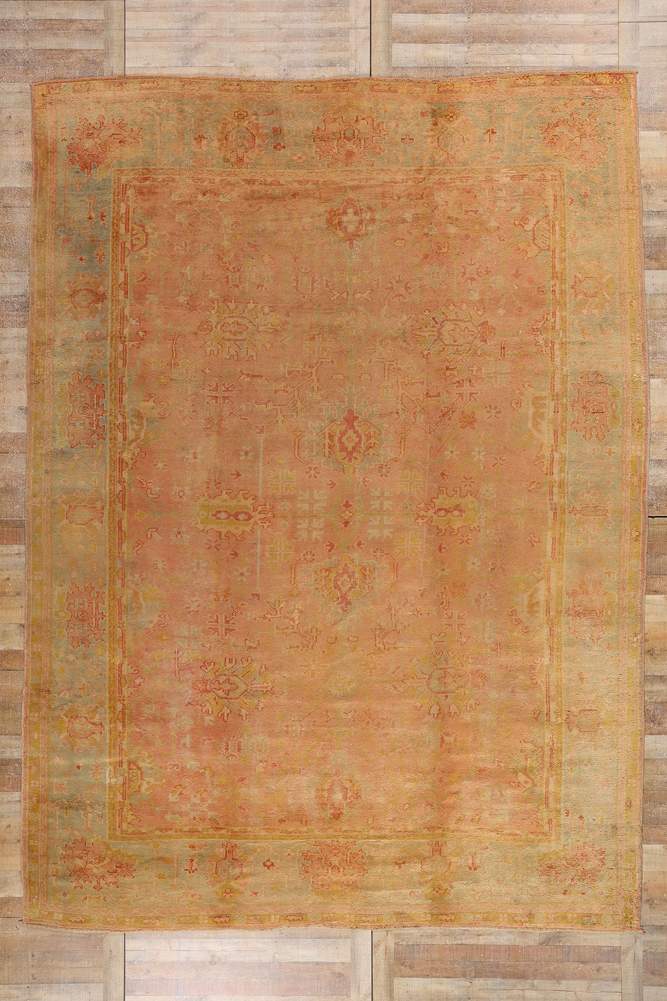 10 x 14 - Pink Antique Turkish Oushak Rug - 73159