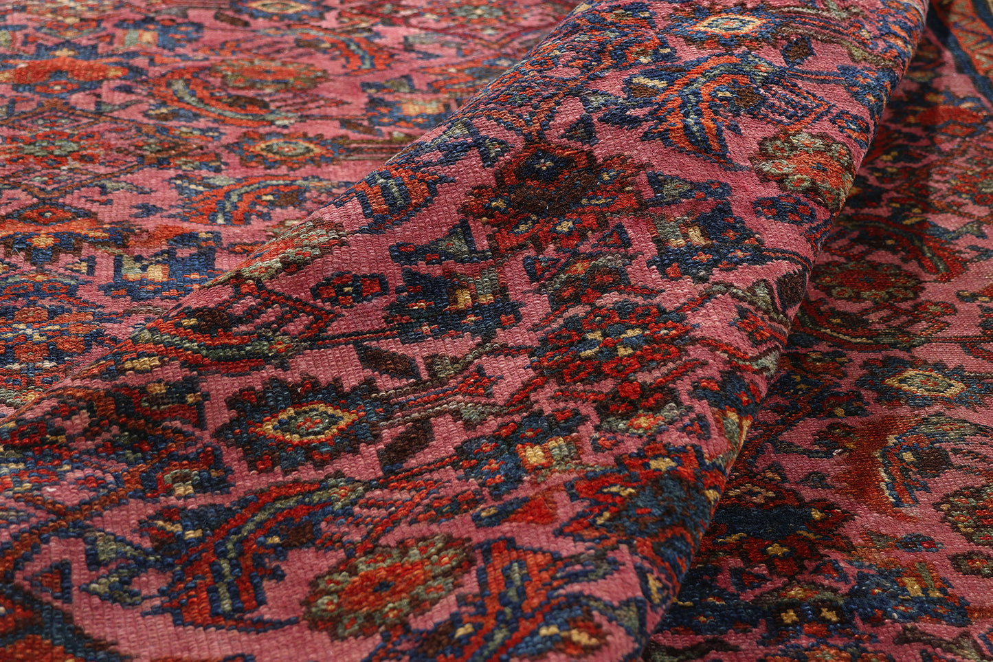 13 x 21 Antique Pink Persian Hamadan Rug 78339