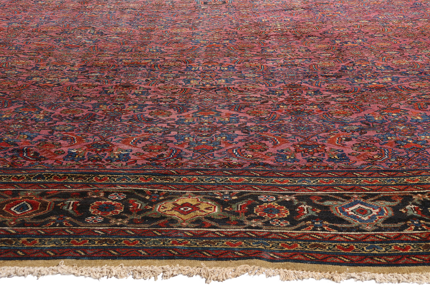 13 x 21 Antique Pink Persian Hamadan Rug 78339
