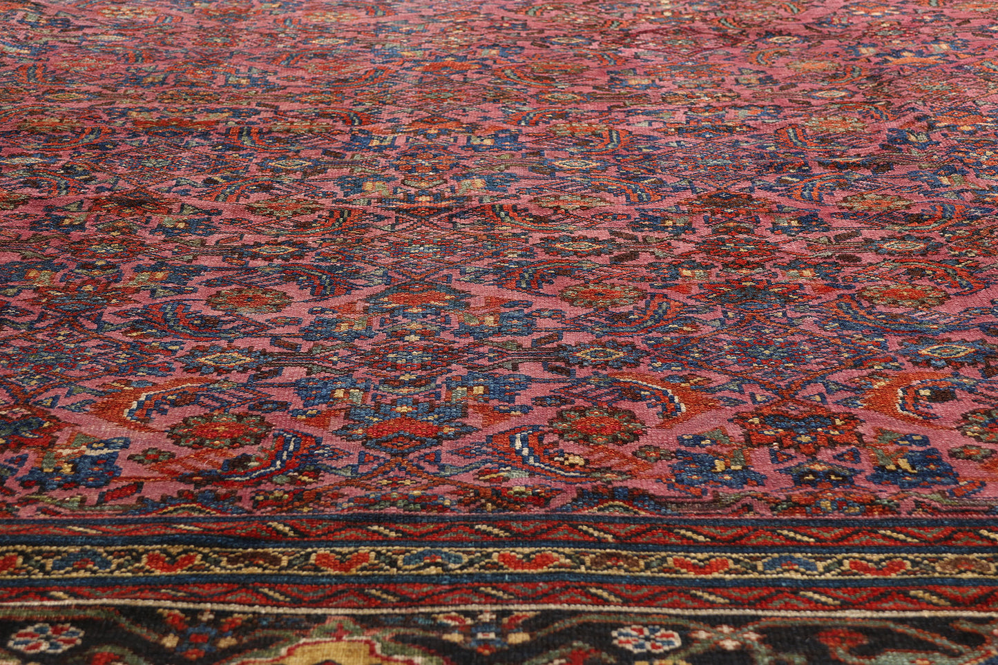13 x 21 Antique Pink Persian Hamadan Rug 78339