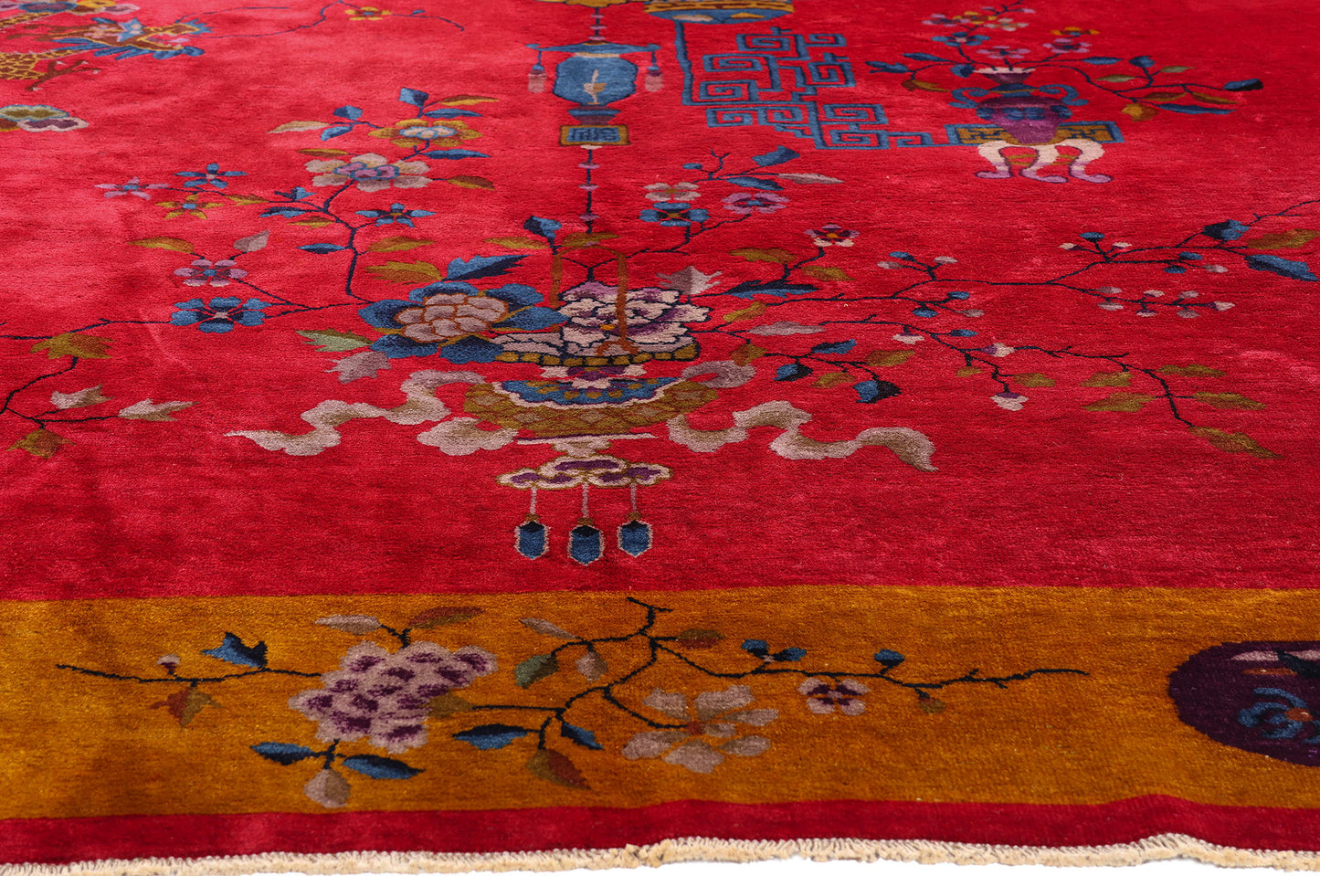 9 x 11 Antique Red Chinese Art Deco Rug 79219