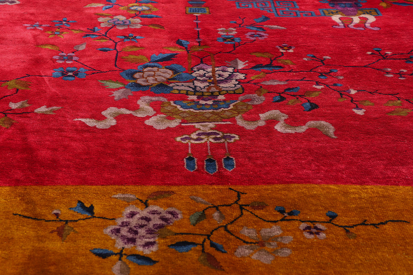 9 x 11 Antique Red Chinese Art Deco Rug 79219